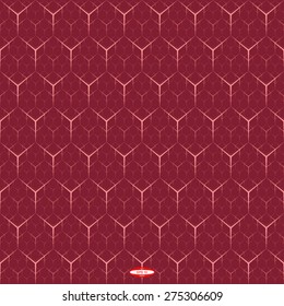 seamless abstract marsala geometric pattern copper texture with hexagon abstract bronze lines on magenta background. vector illustration