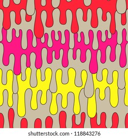 Seamless abstract melted pattern in bright colors. Vector illustration