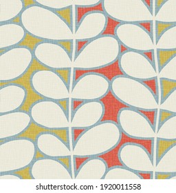 Seamless abstract mid century modern pattern. Retro Scandinavian style with leaves and vines. Use for backgrounds, fabric design, home decor, wrapping paper, Vector illustration.