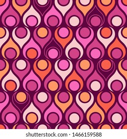 Seamless abstract midcentury modern pattern for backgrounds, fabric design, wrapping paper, scrapbooks and covers. Retro design of teardrop shapes and vintage colors. Vector illustration.
