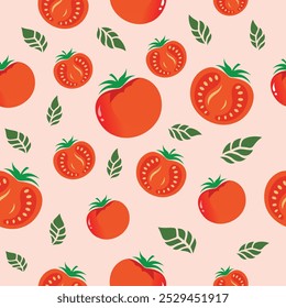 Seamless abstract minimalist tomato pattern illustration in vector