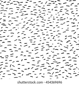 seamless abstract minimalistic, hand drawn pattern with small black strokes on a white background