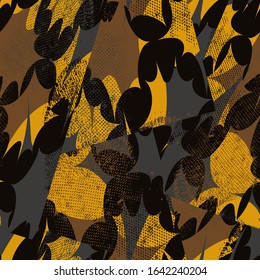 Seamless abstract modern background with grunge spots, chaotic shapes.