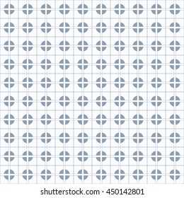 Seamless abstract modern cross pattern created from line intersections and circles