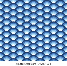 seamless abstract modern geometric blue tone scale vector pattern background