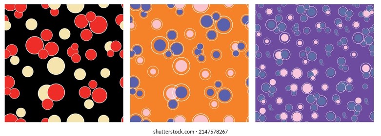 Seamless abstract modern geometric circle pattern, art pattern print set. 