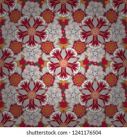 Seamless abstract modern multicolored pattern. Geometric repeating vector ornament with beige, white and red elements.