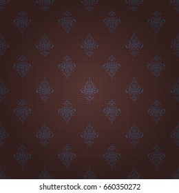 Seamless abstract modern multicolored pattern. Geometric repeating vector ornament with blue, red and brown elements.