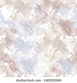 Seamless abstract modern pattern with leaf silhouettes and grunge texture