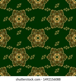 Seamless abstract modern pattern on a backdrop. Geometric repeating vector ornament with golden elements. And golden seamless pattern.