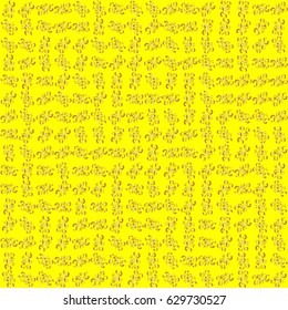 Seamless abstract modern pattern on a yellow backdrop. Yellow and golden seamless pattern. Geometric repeating vector ornament with golden elements.