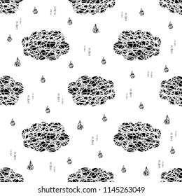 seamless abstract  monochrome cloud and glitter raindrop pattern background