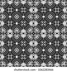 Seamless abstract monochrome engraving pattern. Texture for certificate or diploma, currency and money design. Single-leaf woodcut, xylography, printmaking. Vector Illustration