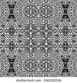 Seamless abstract monochrome engraving pattern. Texture for certificate or diploma, currency and money design. Single-leaf woodcut, xylography, printmaking. Vector Illustration