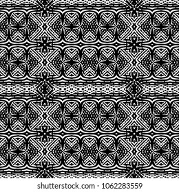 Seamless abstract monochrome engraving pattern. Texture for certificate or diploma, currency and money design. Single-leaf woodcut, xylography, printmaking. Vector Illustration