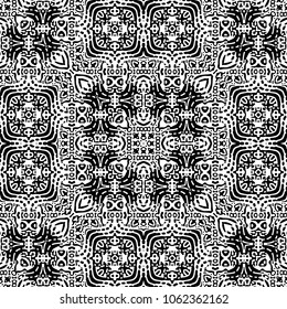 Seamless abstract monochrome engraving pattern. Texture for certificate or diploma, currency and money design. Single-leaf woodcut, xylography, printmaking. Vector Illustration