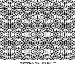 Seamless abstract monochrome engraving pattern. Texture for certificate or diploma, currency and money design. Single-leaf woodcut, holography, printmaking. Vector Illustration