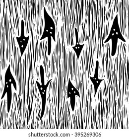 Seamless abstract monochrome engraving pattern. Vector Illustration