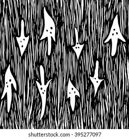 Seamless abstract monochrome engraving pattern. Vector Illustration