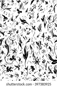 Seamless abstract monochrome engraving pattern. Vector Illustration