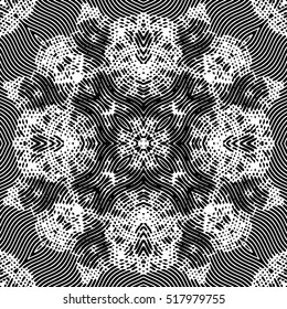 Seamless abstract monochrome engraving pattern. Texture for certificate or diploma, currency and money design. Single-leaf woodcut, xylography, printmaking. Vector Illustration