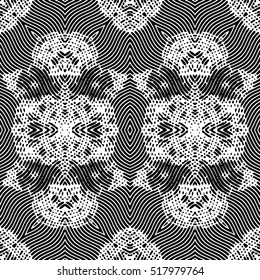 Seamless abstract monochrome engraving pattern. Texture for certificate or diploma, currency and money design. Single-leaf woodcut, xylography, printmaking. Vector Illustration