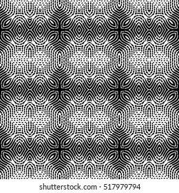 Seamless abstract monochrome engraving pattern. Texture for certificate or diploma, currency and money design. Single-leaf woodcut, xylography, printmaking. Vector Illustration