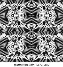 Seamless abstract monochrome engraving pattern. Texture for certificate or diploma, currency and money design. Single-leaf woodcut, xylography, printmaking. Vector Illustration