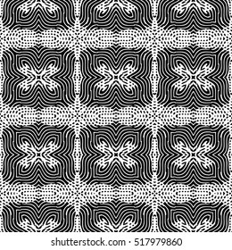 Seamless abstract monochrome engraving pattern. Texture for certificate or diploma, currency and money design. Single-leaf woodcut, xylography, printmaking. Vector Illustration