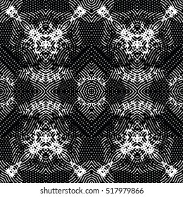 Seamless abstract monochrome engraving pattern. Texture for certificate or diploma, currency and money design. Single-leaf woodcut, xylography, printmaking. Vector Illustration