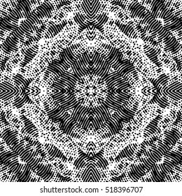 Seamless abstract monochrome engraving pattern. Texture for certificate or diploma, currency and money design. Single-leaf woodcut, xylography, printmaking. Vector Illustration