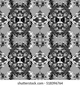 Seamless abstract monochrome engraving pattern. Texture for certificate or diploma, currency and money design. Single-leaf woodcut, xylography, printmaking. Vector Illustration