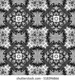 Seamless abstract monochrome engraving pattern. Texture for certificate or diploma, currency and money design. Single-leaf woodcut, xylography, printmaking. Vector Illustration