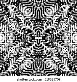 Seamless abstract monochrome engraving pattern. Texture for certificate or diploma, currency and money design. Single-leaf woodcut, xylography, printmaking. Vector Illustration