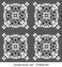 Seamless abstract monochrome engraving pattern. Texture for certificate or diploma, currency and money design. Single-leaf woodcut, xylography, printmaking. Vector Illustration
