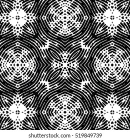 Seamless abstract monochrome engraving pattern. Texture for certificate or diploma, currency and money design. Single-leaf woodcut, xylography, printmaking. Vector Illustration