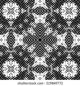 Seamless abstract monochrome engraving pattern. Texture for certificate or diploma, currency and money design. Single-leaf woodcut, xylography, printmaking. Vector Illustration