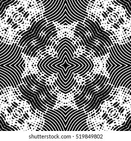 Seamless abstract monochrome engraving pattern. Texture for certificate or diploma, currency and money design. Single-leaf woodcut, xylography, printmaking. Vector Illustration