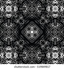 Seamless abstract monochrome engraving pattern. Texture for certificate or diploma, currency and money design. Single-leaf woodcut, xylography, printmaking. Vector Illustration