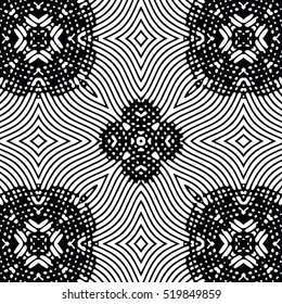 Seamless abstract monochrome engraving pattern. Texture for certificate or diploma, currency and money design. Single-leaf woodcut, xylography, printmaking. Vector Illustration