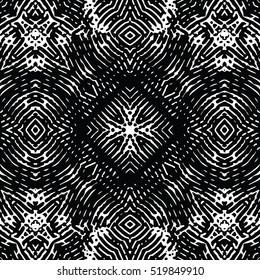 Seamless abstract monochrome engraving pattern. Texture for certificate or diploma, currency and money design. Single-leaf woodcut, xylography, printmaking. Vector Illustration