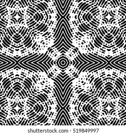 Seamless abstract monochrome engraving pattern. Texture for certificate or diploma, currency and money design. Single-leaf woodcut, xylography, printmaking. Vector Illustration
