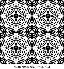 Seamless abstract monochrome engraving pattern. Texture for certificate or diploma, currency and money design. Single-leaf woodcut, xylography, printmaking. Vector Illustration
