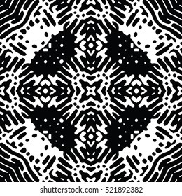 Seamless abstract monochrome engraving pattern. Texture for certificate or diploma, currency and money design. Single-leaf woodcut, xylography, printmaking. Vector Illustration