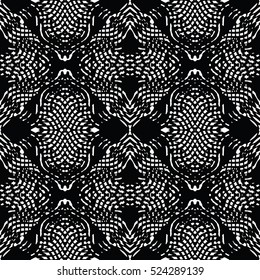 Seamless abstract monochrome engraving pattern. Texture for certificate or diploma, currency and money design. Single-leaf woodcut, xylography, printmaking. Vector Illustration