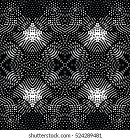 Seamless abstract monochrome engraving pattern. Texture for certificate or diploma, currency and money design. Single-leaf woodcut, xylography, printmaking. Vector Illustration
