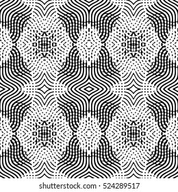 Seamless abstract monochrome engraving pattern. Texture for certificate or diploma, currency and money design. Single-leaf woodcut, xylography, printmaking. Vector Illustration
