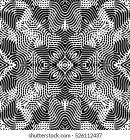 Seamless abstract monochrome engraving pattern. Texture for certificate or diploma, currency and money design. Single-leaf woodcut, xylography, printmaking. Vector Illustration