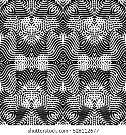 Seamless abstract monochrome engraving pattern. Texture for certificate or diploma, currency and money design. Single-leaf woodcut, xylography, printmaking. Vector Illustration