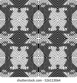 Seamless abstract monochrome engraving pattern. Texture for certificate or diploma, currency and money design. Single-leaf woodcut, xylography, printmaking. Vector Illustration